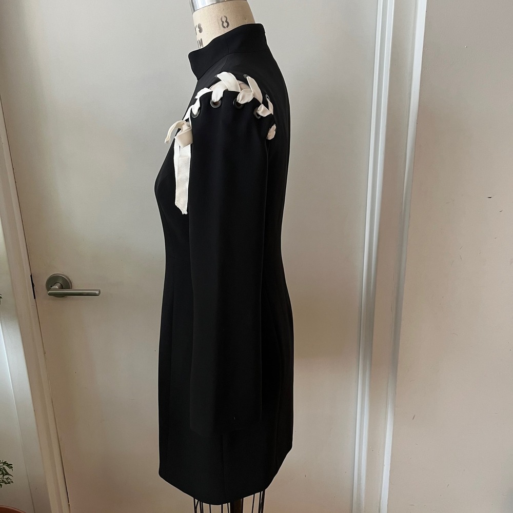 CINQ A SEPT Black Izella Ribbon Whimsigoth/ Coquette Mini Dress Size 6 - Picture 4 of 9